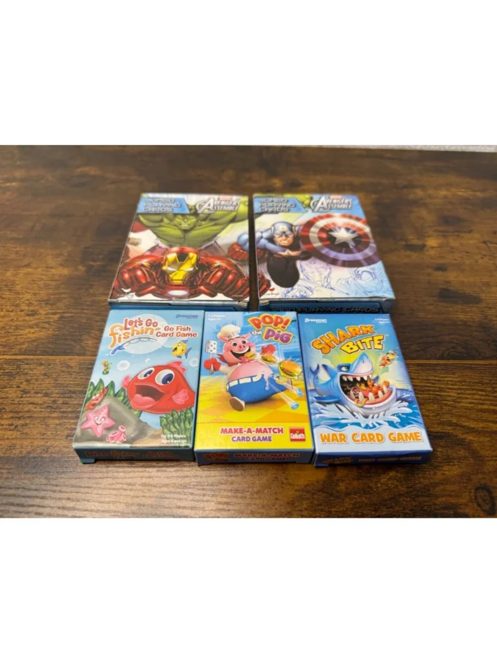 Card Game Set Avengers Jumbo Playing Cards Lets Go Fishin Pop The Pig Shark Bite